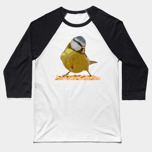 Blue Tit Cutout Art Baseball T-Shirt by barn-of-nature